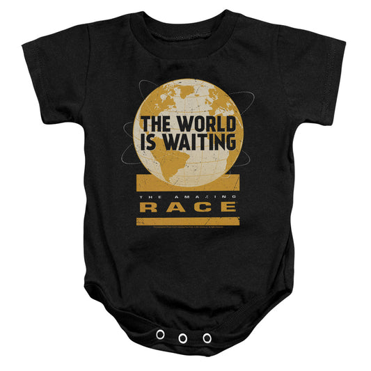 Amazing Race Waiting World Infant Baby Snapsuit Black