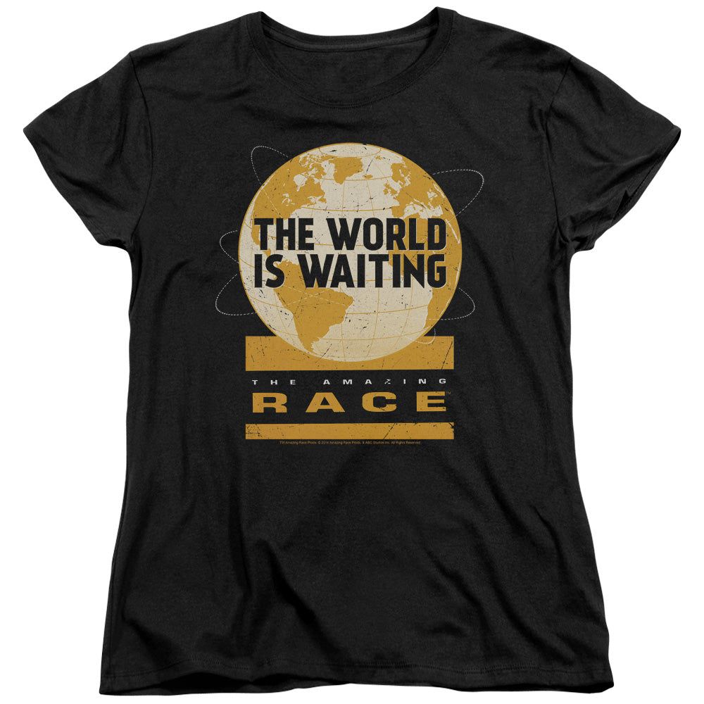 Amazing Race Waiting World Womens T Shirt Black