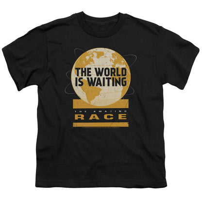 Amazing Race Waiting World Kids Youth T Shirt Black