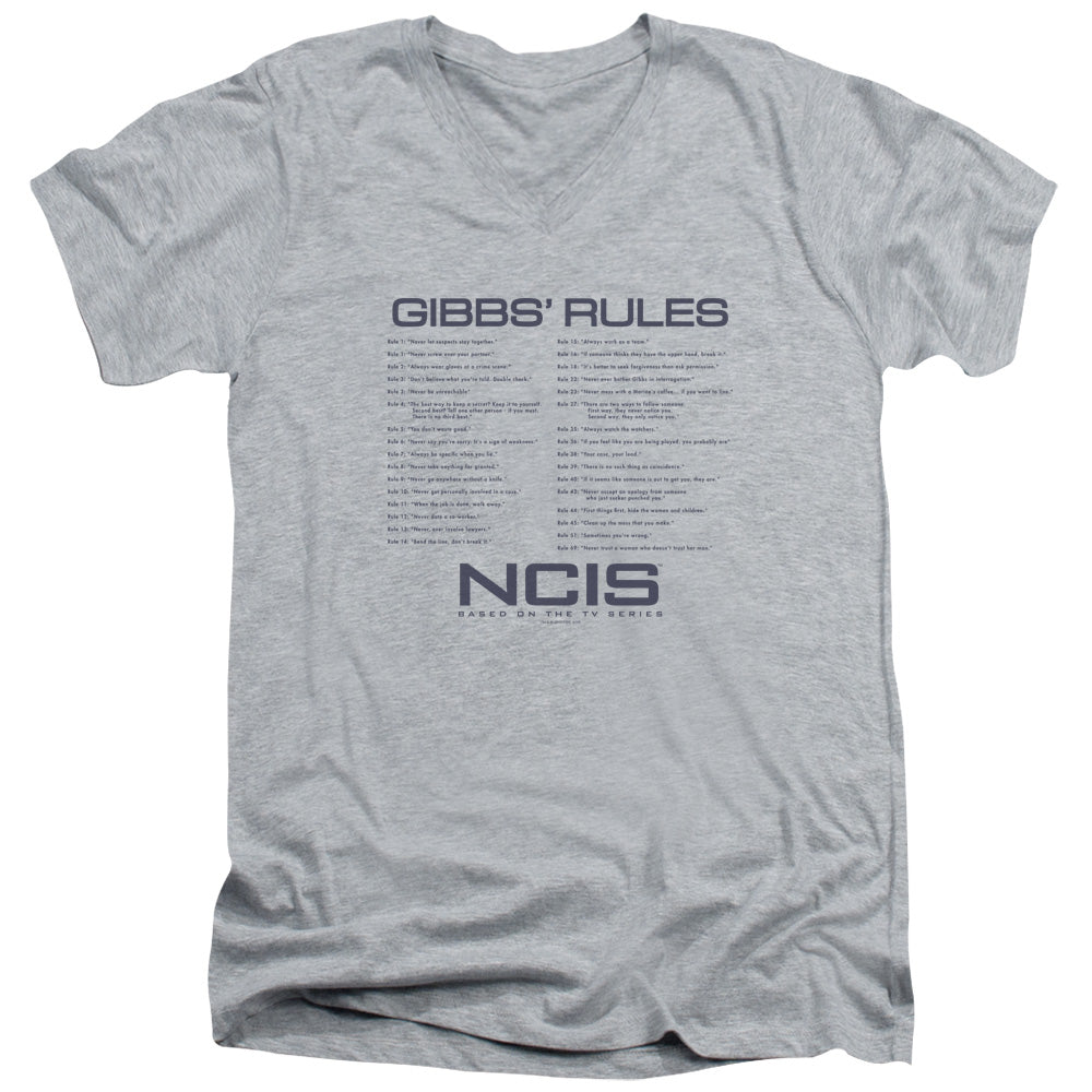 Ncis Gibbs Rules Mens Slim Fit V-Neck T Shirt Athletic Heather Officially Licensed