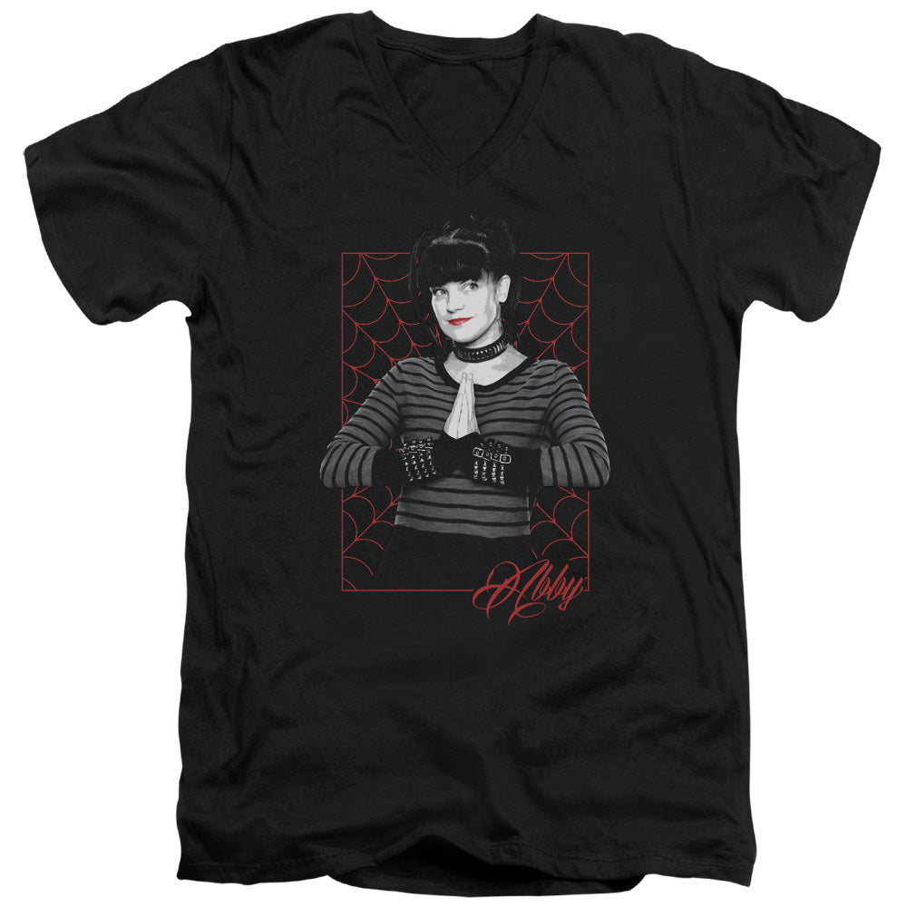 Ncis Abby Webs Mens Slim Fit V-Neck T Shirt Black Officially Licensed