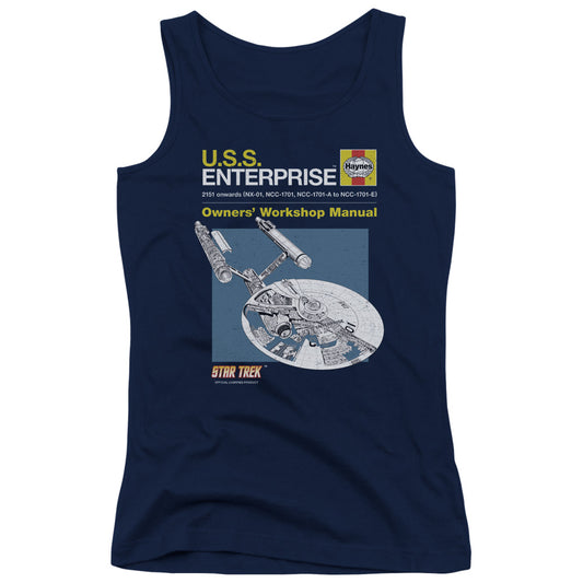 Star Trek Enterprise Manual Womens Tank Top Shirt Navy Blue