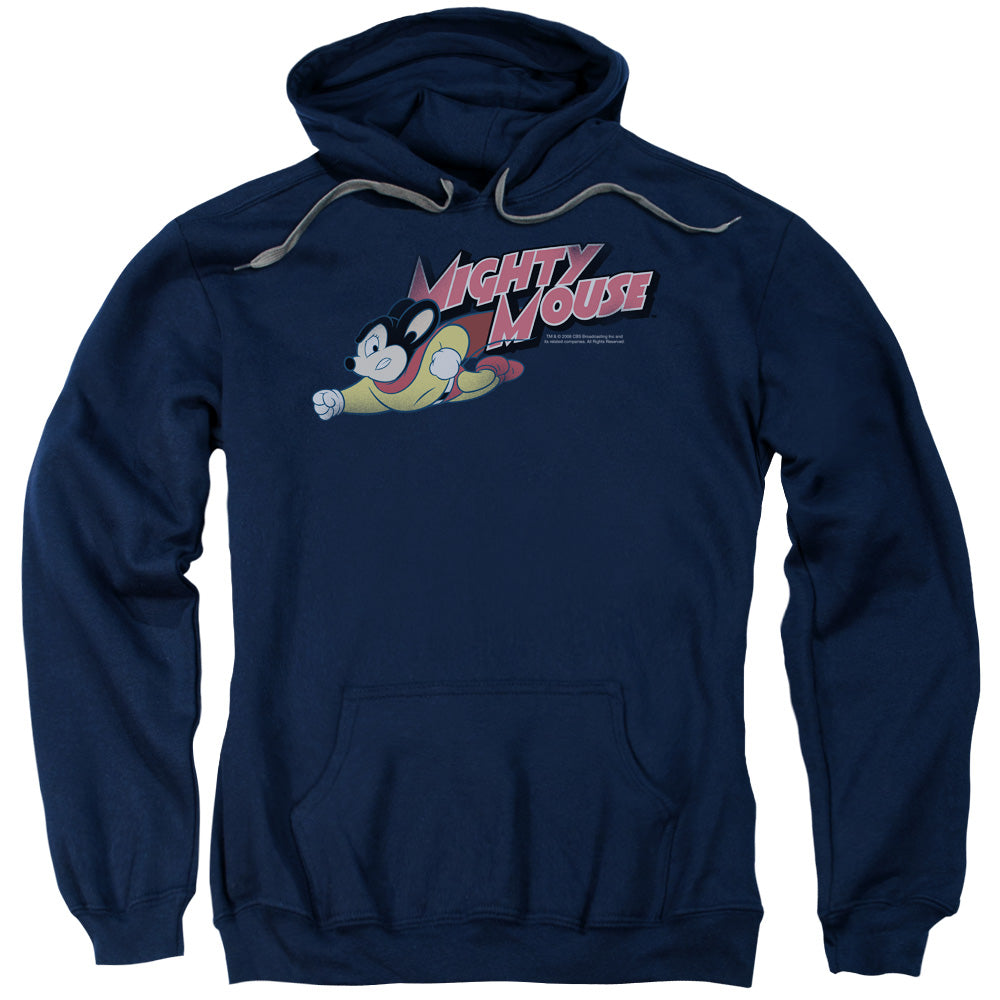 Mighty Mouse Mighty Retro Mens Hoodie Navy Officially Licensed