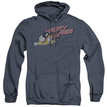 Mighty Mouse Mighty Retro Mens Heather Hoodie Navy Officially Licensed