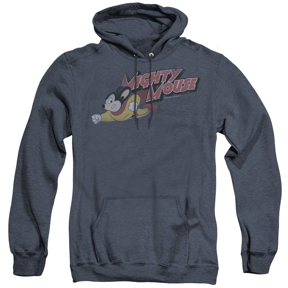 Mighty Mouse Mighty Retro Heather Mens Hoodie Navy Officially Licensed