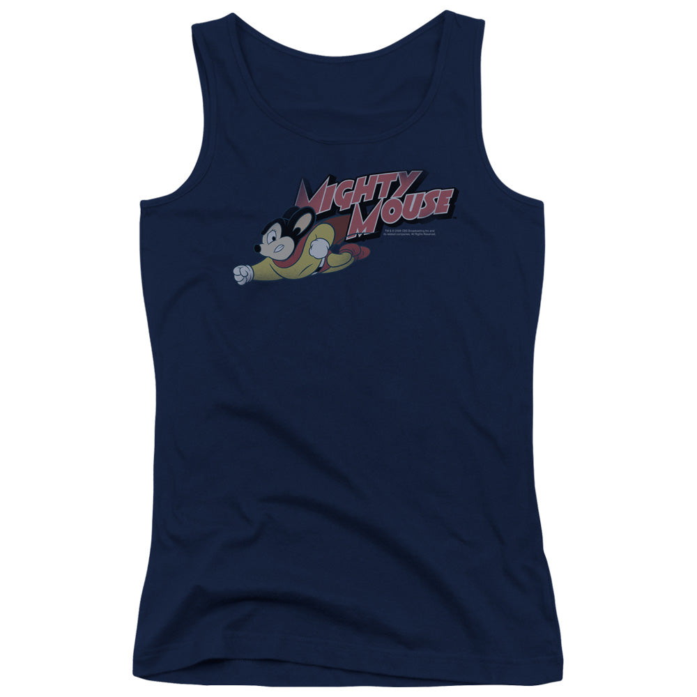 Mighty Mouse Mighty Retro Womens Tank Top Shirt Navy Blue