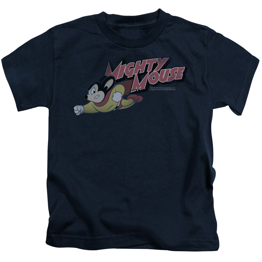 Mighty Mouse Mighty Retro Juvenile Kids Youth T Shirt Navy Blue