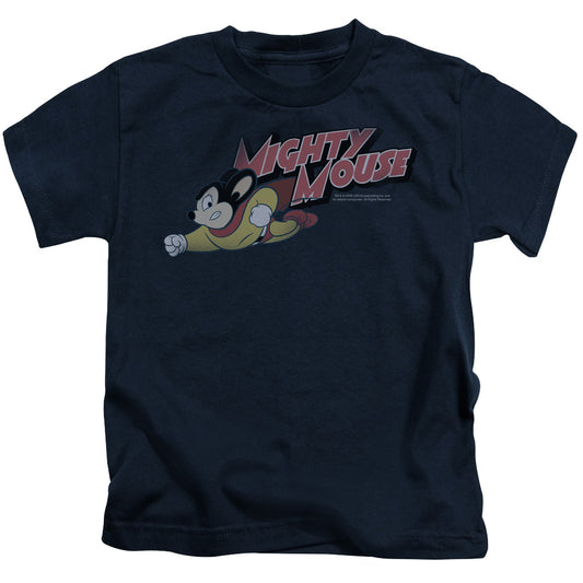 Mighty Mouse Mighty Retro Juvenile Kids Youth T Shirt Navy Blue