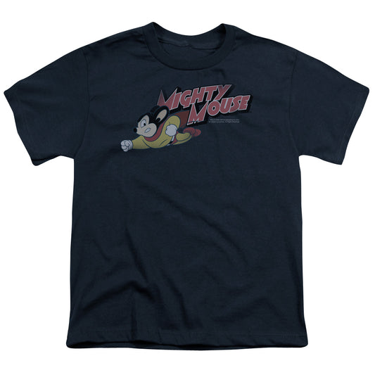 Mighty Mouse Mighty Retro Kids Youth T Shirt Navy Officially Licensed