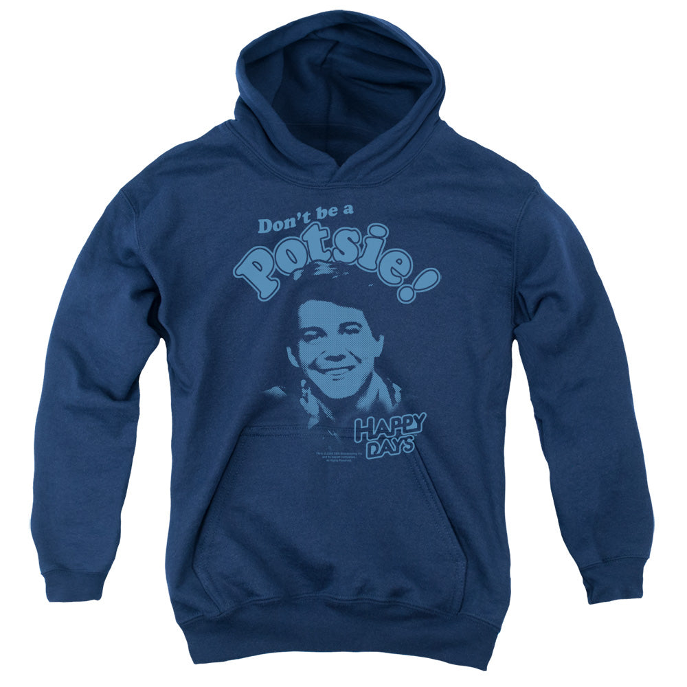 Happy Days Dont Be a Potsy Kids Youth Hoodie Navy Officially Licensed