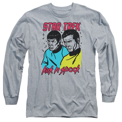 Star Trek Kirk N Spock Mens Long Sleeve Shirt Athletic Heather Officially Licensed Officially Licensed