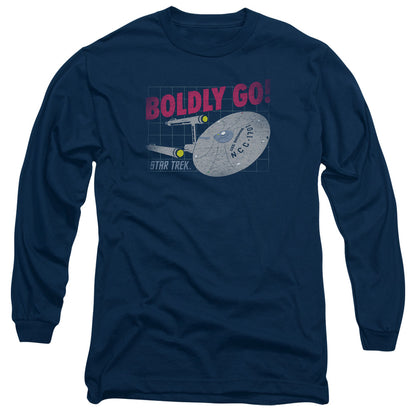 Star Trek Boldly Go Mens Long Sleeve Shirt Navy Officially Licensed Officially Licensed