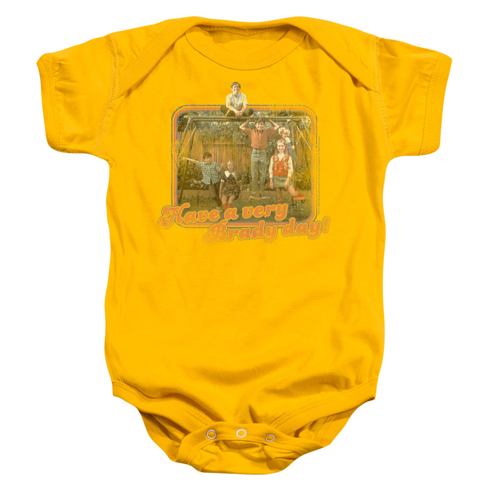 Brady Bunch Have a Very Brady Day! Infant Baby Snapsuit Gold