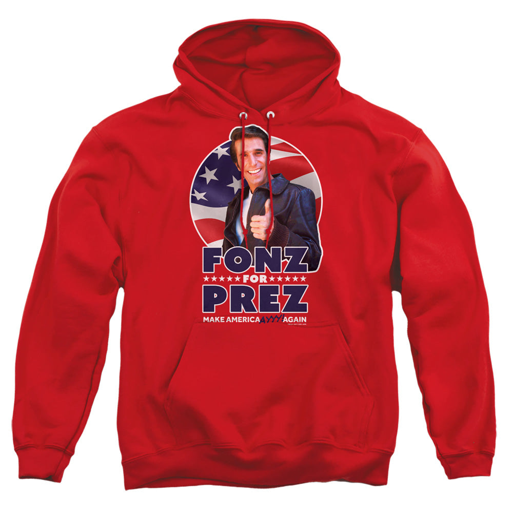 Happy Days Fonz For Prez Mens Hoodie Red Officially Licensed