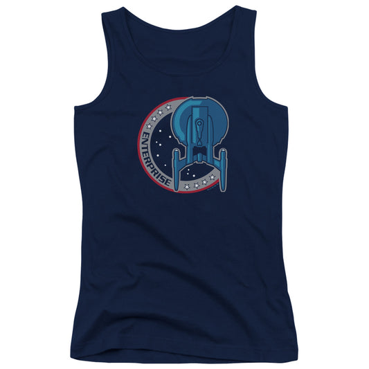 Star Trek Enterprise Patch Womens Tank Top Shirt Navy Blue