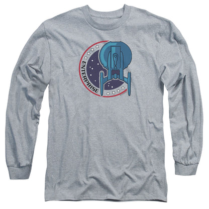 Star Trek Enterprise Patch Mens Long Sleeve Shirt Athletic Heather Officially Licensed Officially Licensed