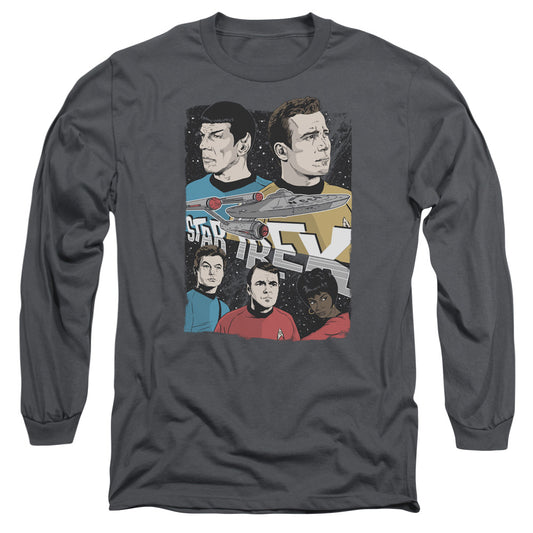 Star Trek Illustrated Crew Mens Long Sleeve Shirt Charcoal Officially Licensed Officially Licensed
