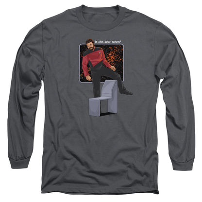 Star Trek Is This Seat Taken Mens Long Sleeve Shirt Charcoal Officially Licensed Officially Licensed