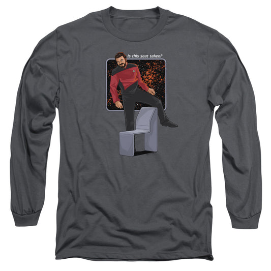 Star Trek Is This Seat Taken Mens Long Sleeve Shirt Charcoal Officially Licensed Officially Licensed