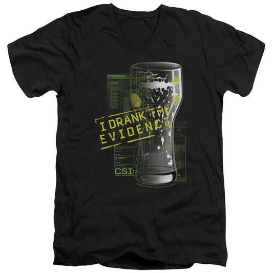Csi I Drank the Evidence Mens Slim Fit V-Neck T Shirt Black Officially Licensed
