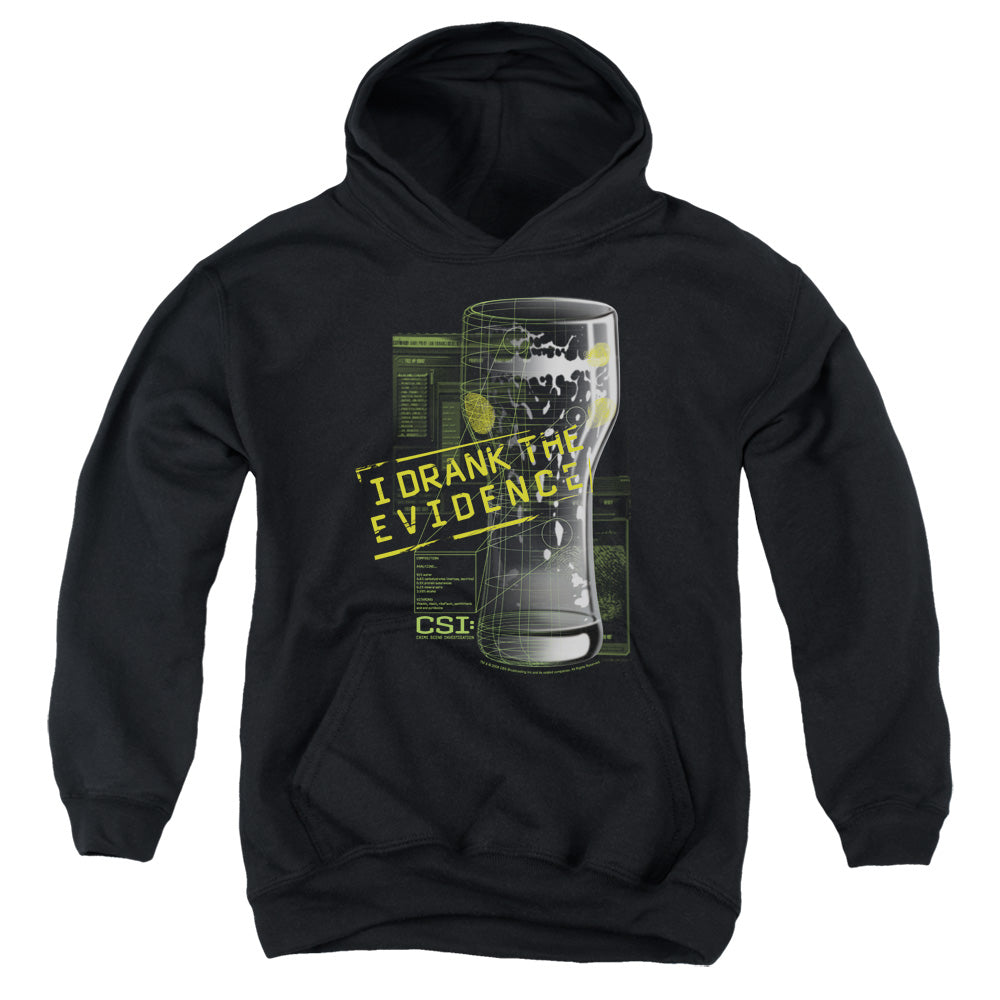 Csi I Drank the Evidence Kids Youth Hoodie Black Officially Licensed