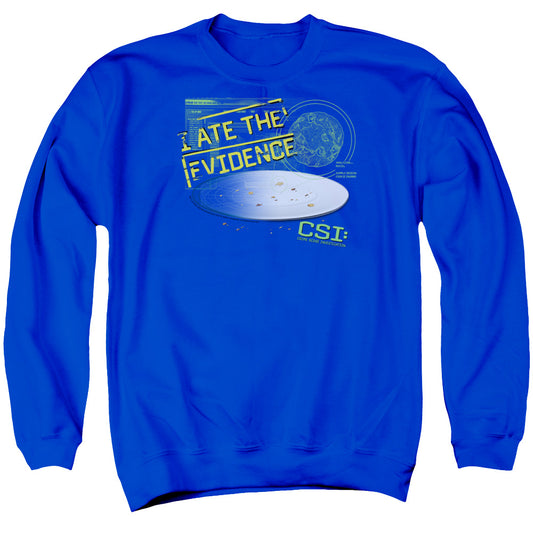 Csi I Ate the Evidence Mens Crewneck Sweatshirt Royal Blue Officially Licensed