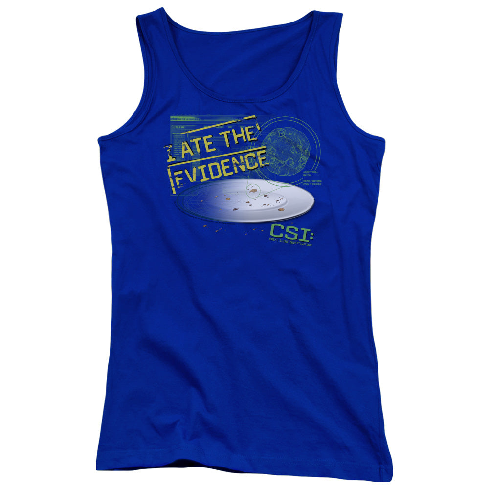 Csi I Ate the Evidence Womens Tank Top Shirt Royal Blue