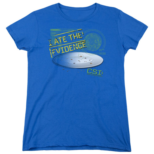 Csi I Ate the Evidence Womens T Shirt Royal Blue Officially Licensed
