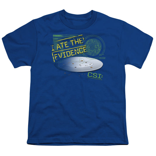 Csi I Ate the Evidence Kids Youth T Shirt Royal Blue Officially Licensed