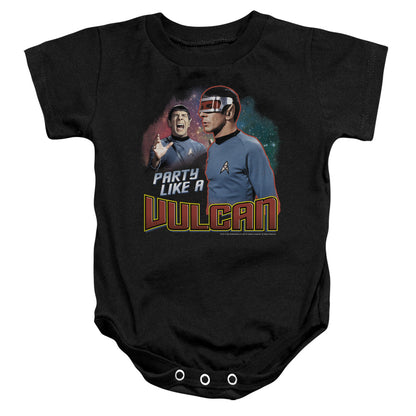 Star Trek Party Like a Vulcan Infant Baby Snapsuit Black