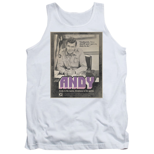 Andy Griffith Show Andy Mens Tank Top Shirt White