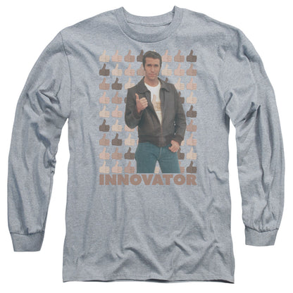 Happy Days Innovator Mens Long Sleeve Shirt Athletic Heather Officially Licensed Officially Licensed