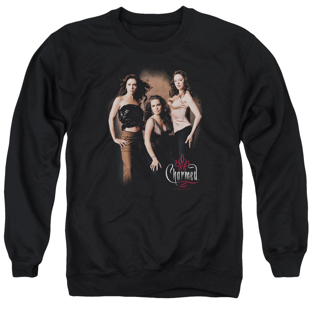 Charmed Three Hot Witches Mens Crewneck Sweatshirt Black Officially Licensed