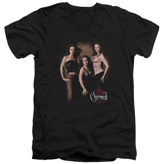 Charmed Three Hot Witches Mens Slim Fit V-Neck T Shirt Black Officially Licensed