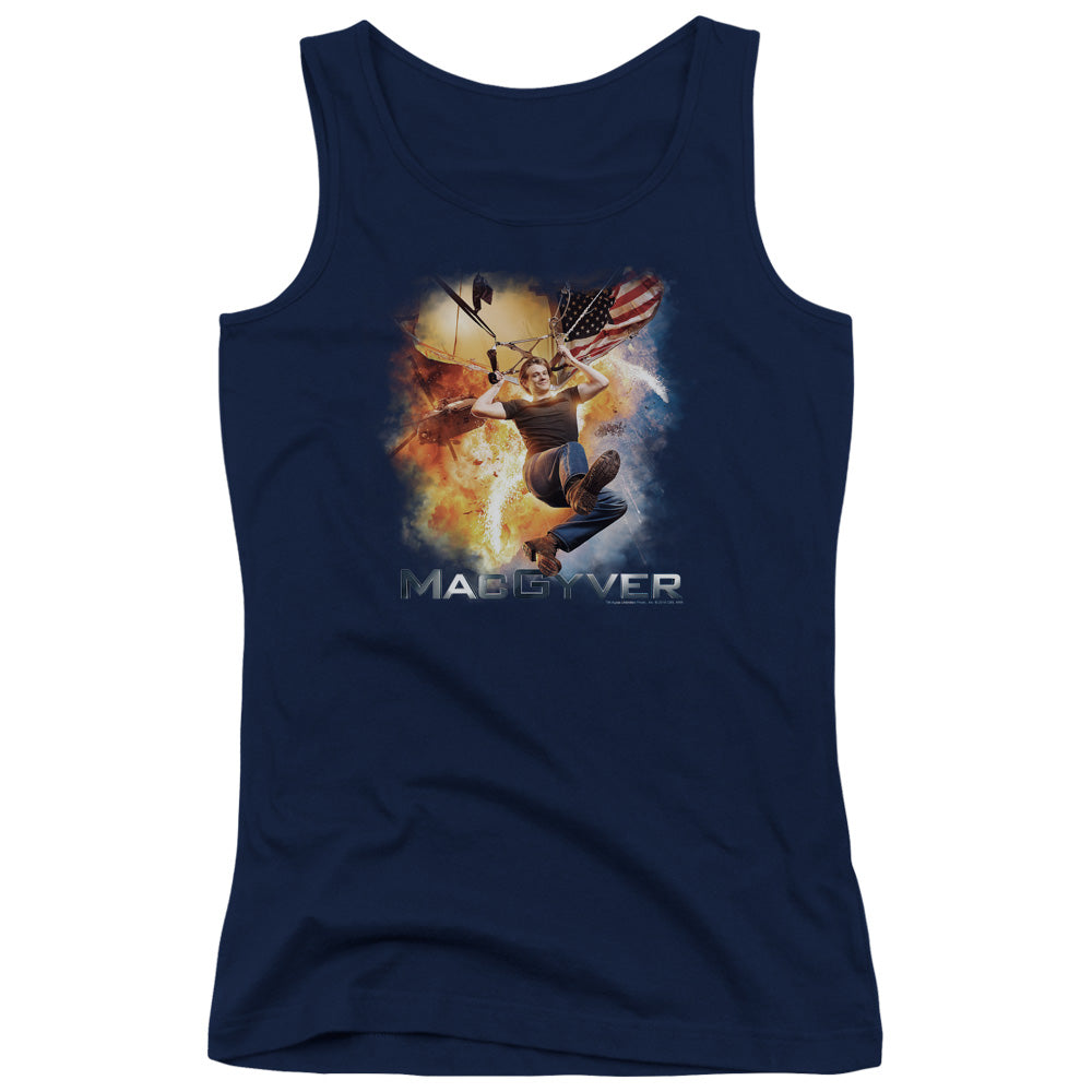 Macgyver Parachute Womens Tank Top Shirt Navy