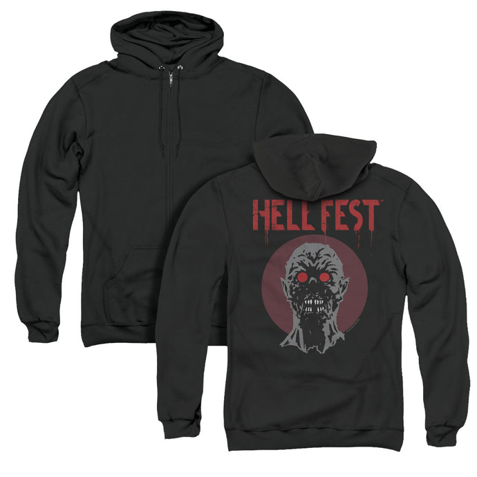 Hell Fest Logo Back Print Zipper Mens Hoodie Black