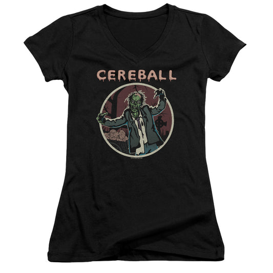 Hell Fest Cereball Junior Sheer Cap Sleeve V-Neck Womens T Shirt Black