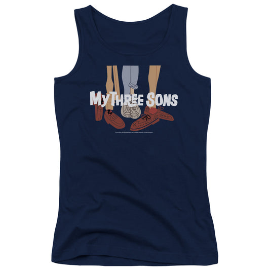 My Three Sons Shoes Logo Womens Tank Top Shirt Navy