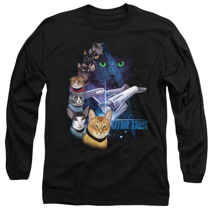 Star Trek Feline Galaxy Mens Long Sleeve Shirt Black Officially Licensed Officially Licensed