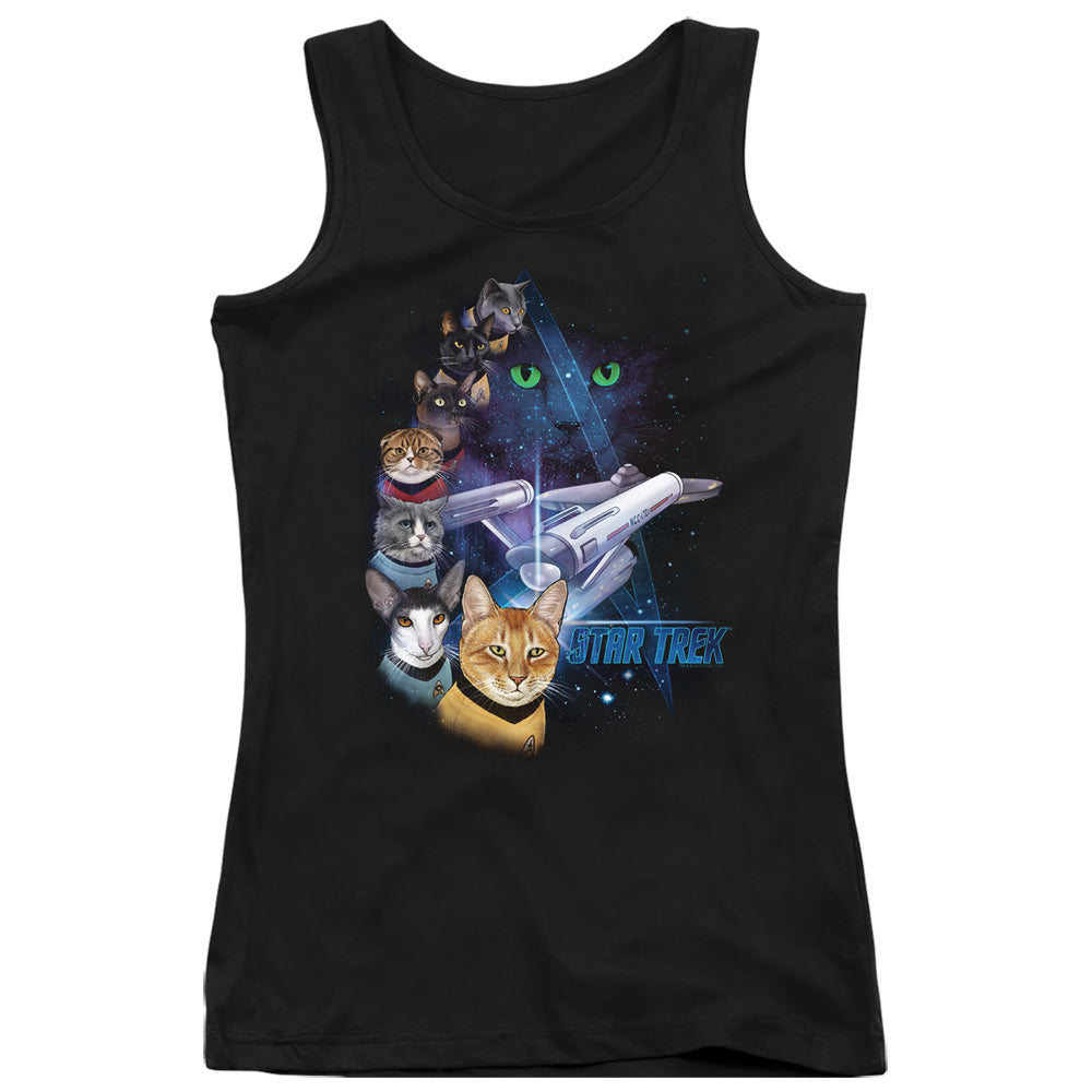 Star Trek Feline Galaxy Womens Tank Top Shirt Black