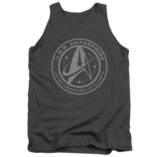 Star Trek Discovery Enterprise Crest Mens Tank Top Shirt Charcoal