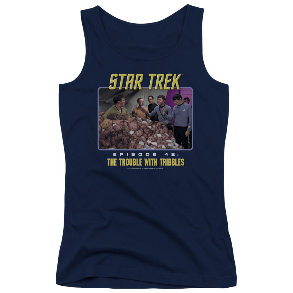 St:original the Trouble With Tribbles Womens Tank Top Shirt Navy