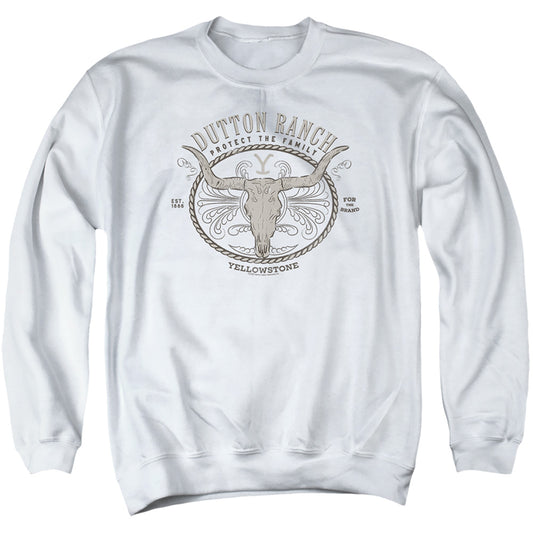 Yellowstone Dutton Ranch Mens Crewneck Sweatshirt White