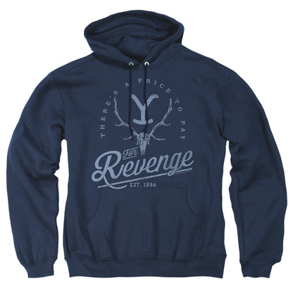 Yellowstone Revenge Skull Mens Hoodie Navy