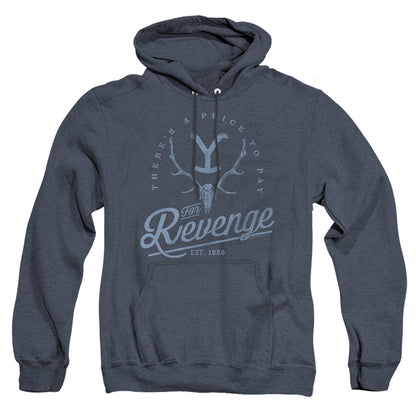 Yellowstone Revenge Skull Mens Heather Hoodie Navy