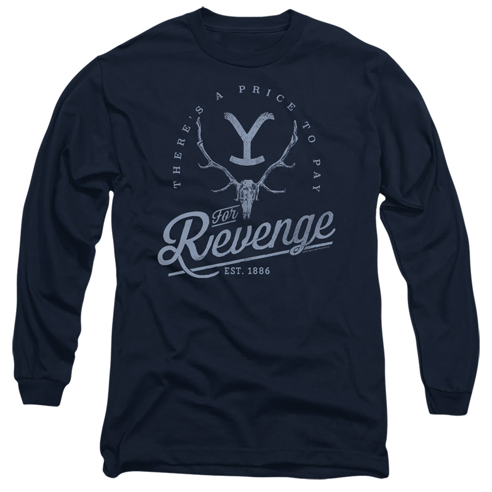 Yellowstone Revenge Skull Mens Long Sleeve Shirt Navy