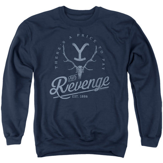 Yellowstone Revenge Skull Mens Crewneck Sweatshirt Navy