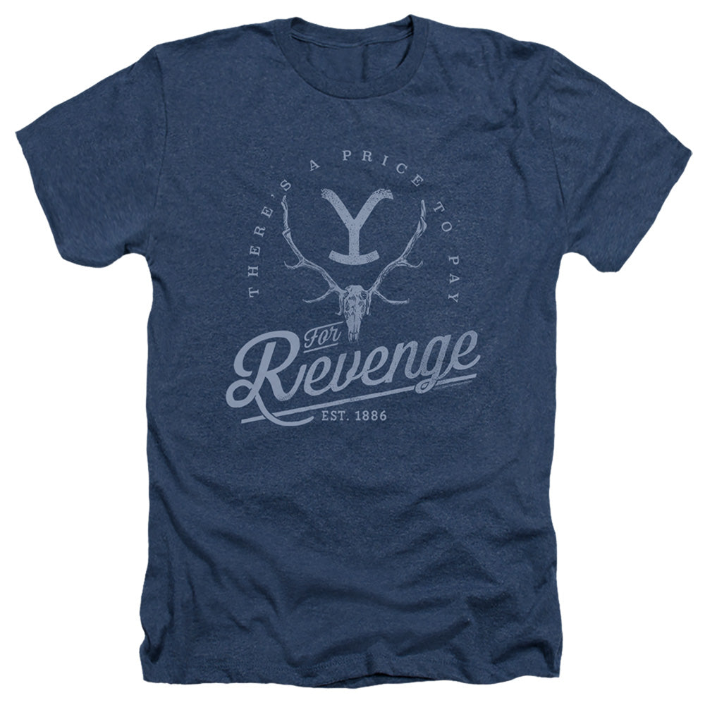 Yellowstone Revenge Skull Heather Mens T Shirt Navy