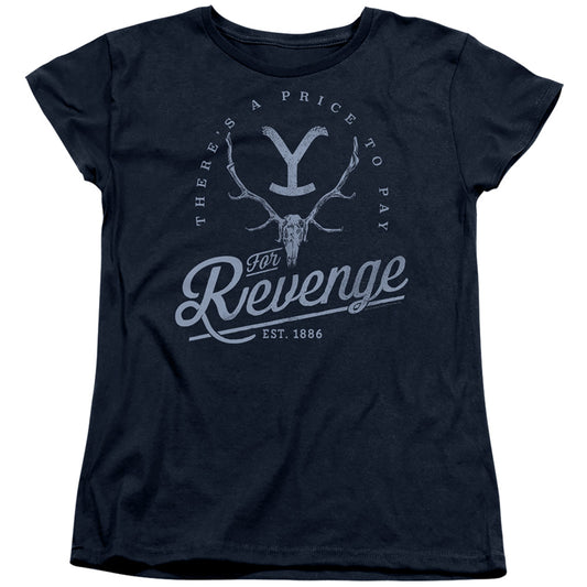 Yellowstone Revenge Skull Womens T Shirt Navy