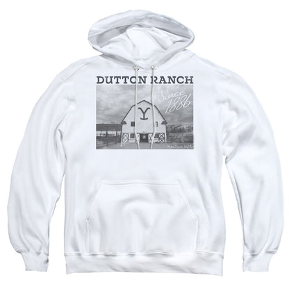 Yellowstone Dutton Barn Mens Hoodie White